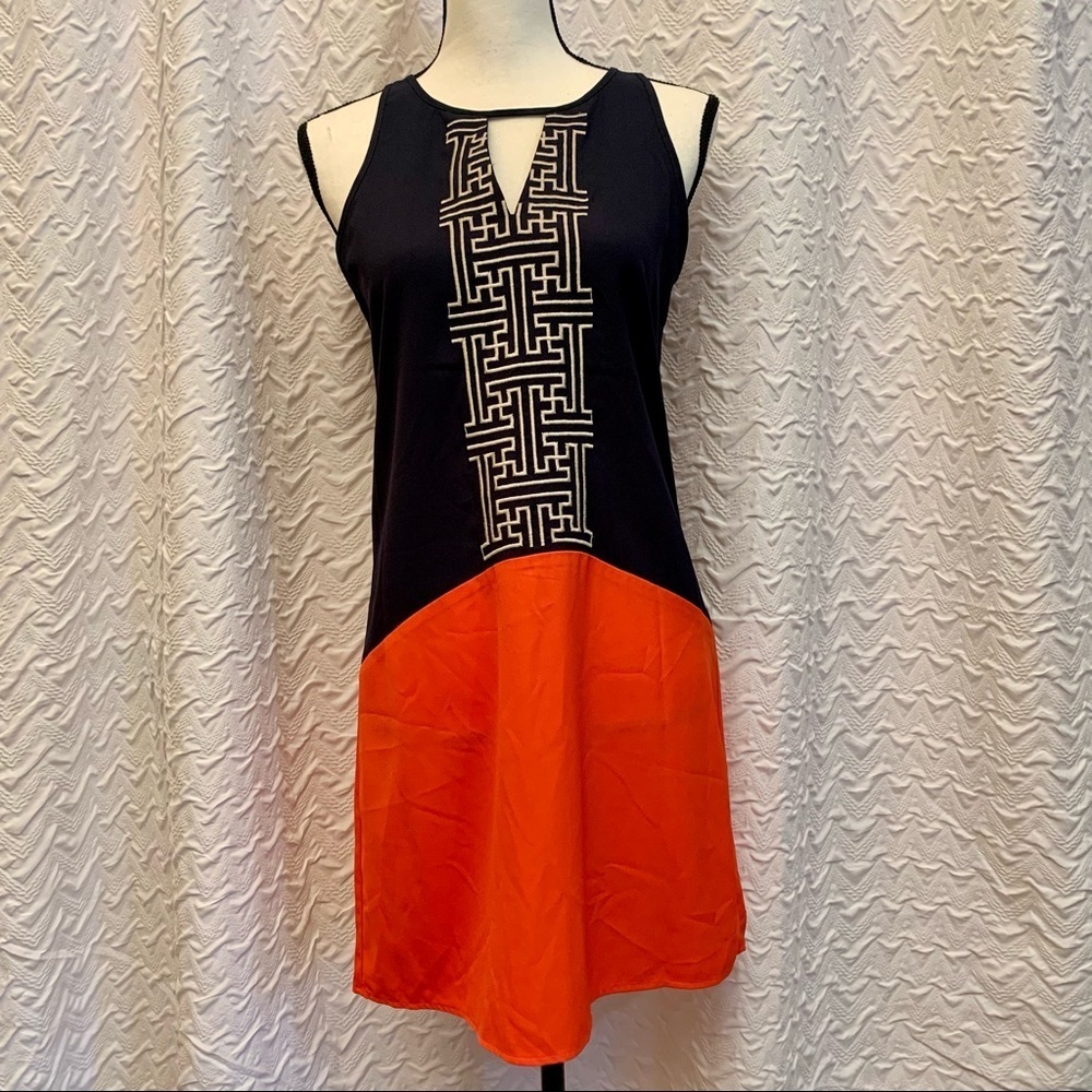 THML Anthropology Color Block Orange/Blue Sleeveless Dress
